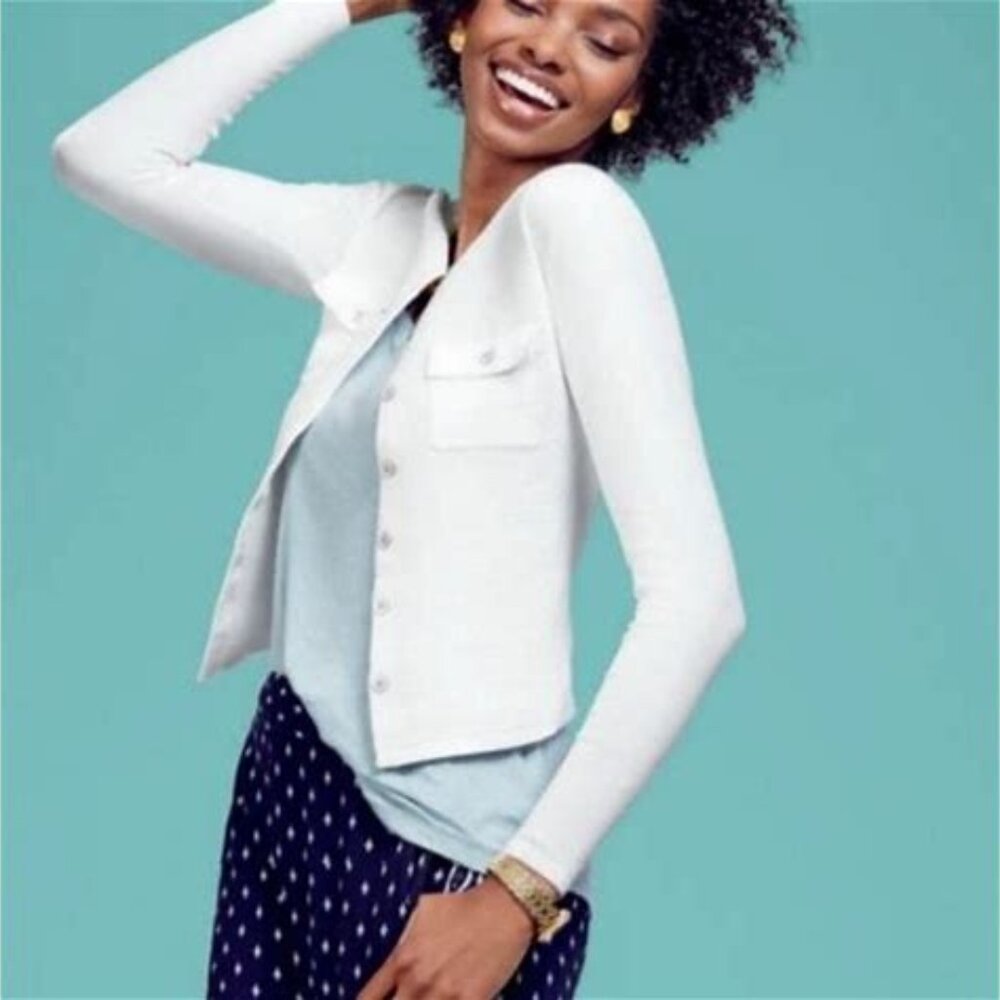 CAbi White Fencing Cardigan - Size Small